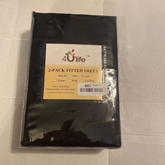 4U’life 2 Pack Fitted Full Sheet Black‎ - Picture 4 of 4